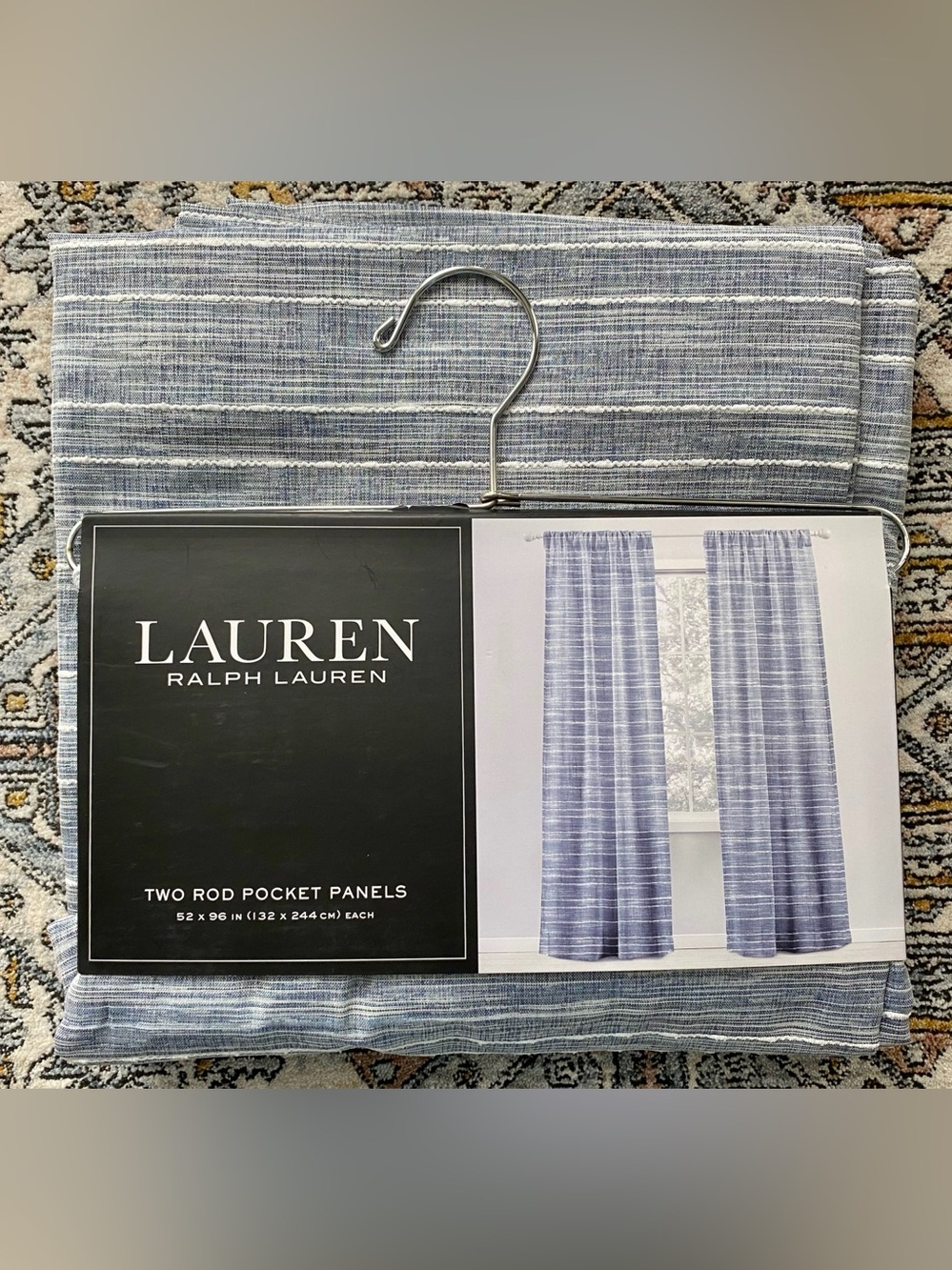 Lauren Ralph Lauren Blue Stripe Curtain Panel Pair